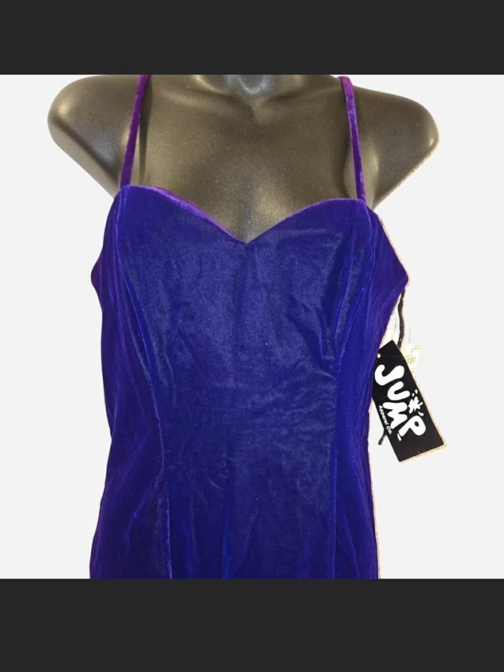 Purple Velvet Spaghetti Strap Dress - Jump Apparel Tag